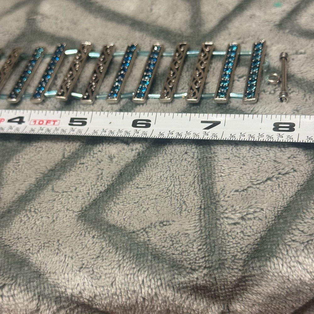 EUC Silver and Blue Crystal Toggle Bracelet - Picture 10 of 11